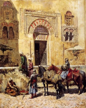Edwin Lord Weeks Painting - Entering The Mosque Persian Egyptian Indian Edwin Lord Weeks